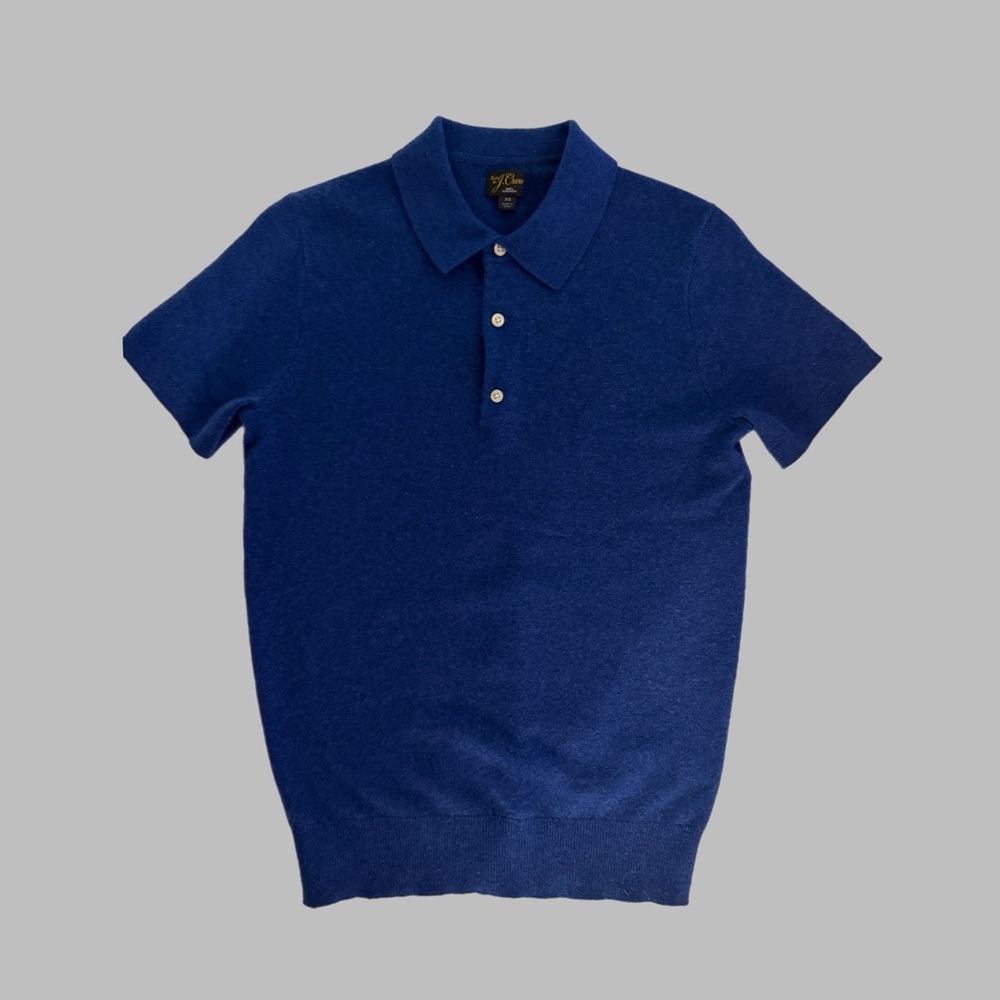 SALE!!!  J Crew Men’s Blue Cashmere Short Sleeve Pull-over Sweater with Collar